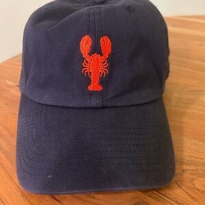 Navy Baseball Cap with Red Lobster Embroidery - Women Accessories Hats